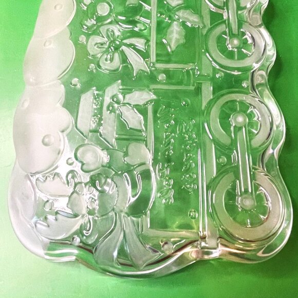 Vintage North Pole Express Glass Tray Santa Train Christmas 13” Serving Platter - Picture 8 of 12